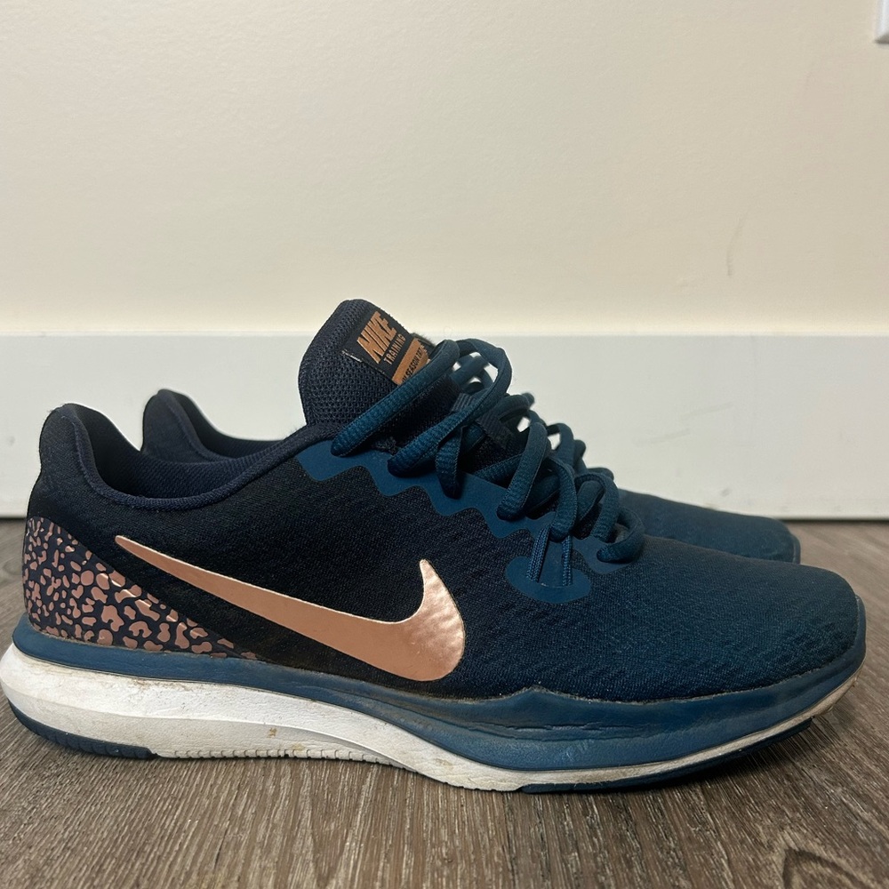 Nike Women's In-Season TR 7 Training Shoes Teal Blue & Rose Gold Animal Print